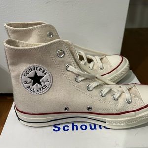Canvas white high top converse size 8